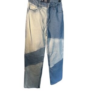 Hollister‎ Patchwork Dad Jeans High Rise Straight Leg Trendy Women's Size 23/31